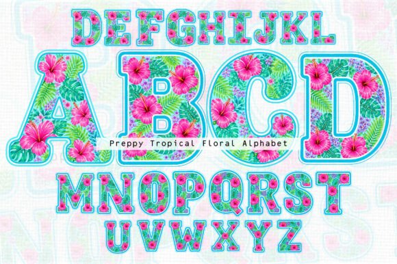 Download Preppy Tropical Floral Alphabet Bundle - Alphabet Collection