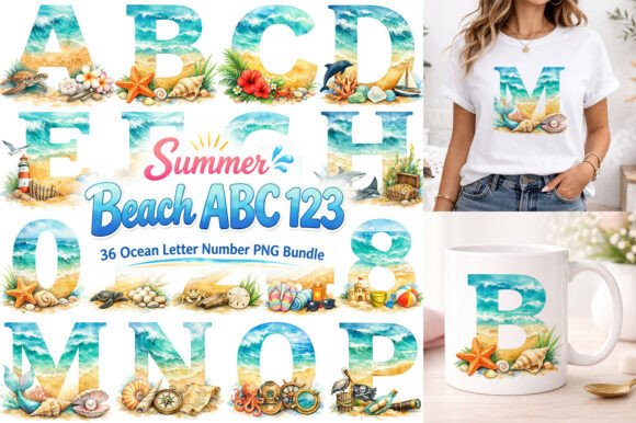 Download Summer Beach Alphabet Letters PNG Bundle - Alphabet Collection