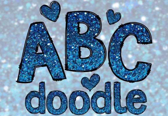 Download Blue Glitter Doodle Letters PNG Alphabet - Alphabet Collection